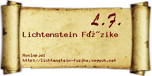 Lichtenstein Füzike névjegykártya